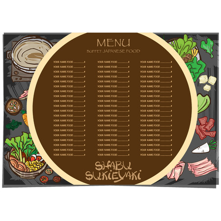 menu sukiyaki shabu japanese food templateのイラスト素材