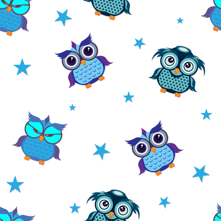 Pattern owl graphic cartoon character.のイラスト素材