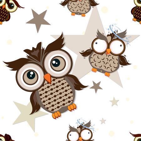 pattern owl graphic cartoon characterのイラスト素材