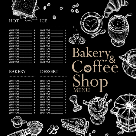 Bakery and coffee shop menuのイラスト素材