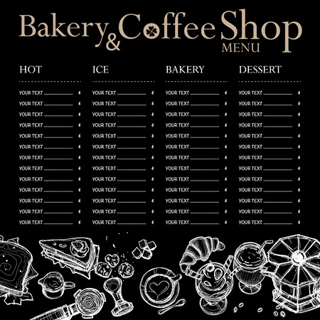 Bakery and coffee shop menuのイラスト素材