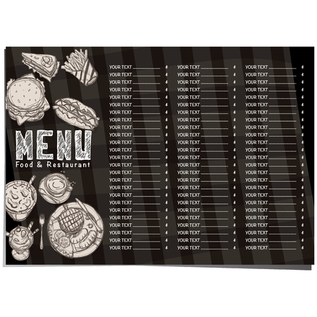 menu fastfood restaurant template design hand drawing graphicのイラスト素材