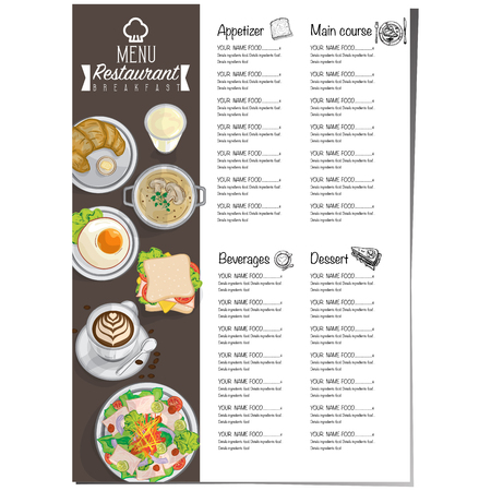 menu breakfast food restaurant template design hand drawing graphicのイラスト素材