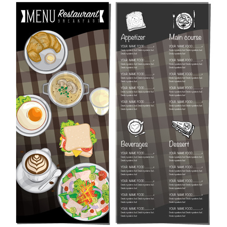 Menu breakfast food restaurant template design hand drawing graphicのイラスト素材