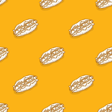 Pattern hotdog hand drawing graphic backgroundのイラスト素材