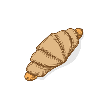 Croissant sausage  food hand drawing graphicのイラスト素材