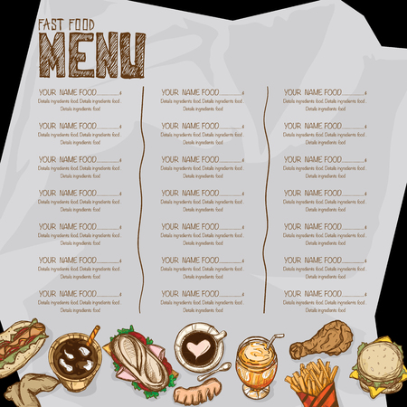 A menu restaurant template design hand drawing graphic.のイラスト素材
