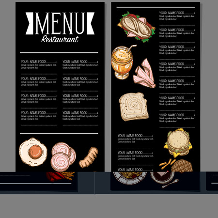 menu food restaurant template design hand drawing graphicのイラスト素材