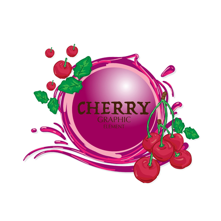 Fruit cherry graphic element design logo key visual water splash backgroundのイラスト素材