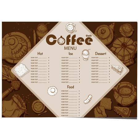 Coffee shop restaurant menu template design hand drawing graphic illustrationのイラスト素材