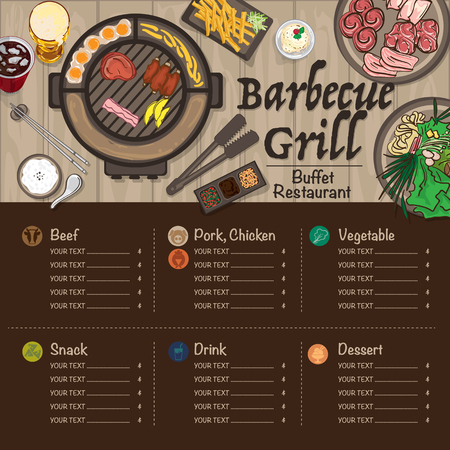 Menu barbecue grill restaurant template design graphic objects.のイラスト素材