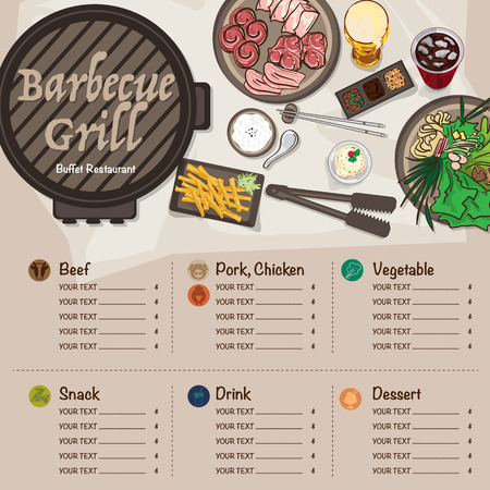 Menu barbecue grill restaurant template design graphic objects.のイラスト素材
