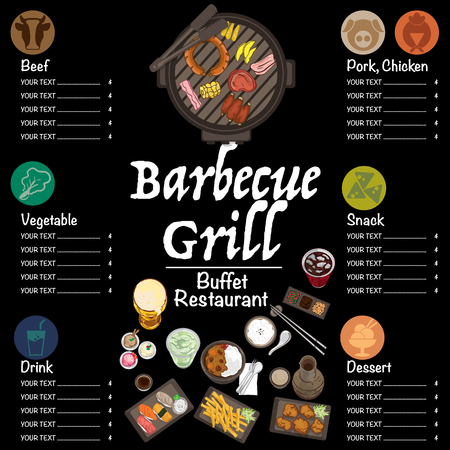Menu barbecue grill restaurant template designのイラスト素材