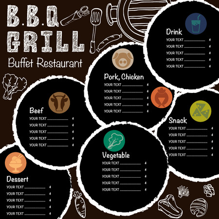 menu barbecue grill restaurant template design graphic objectsのイラスト素材