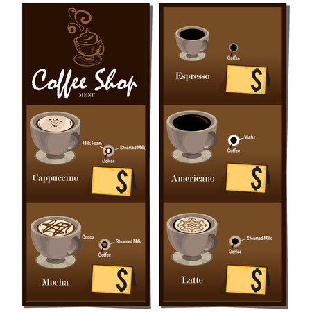 Menu coffee shop cafe restaurant template design hand drawing graphic.のイラスト素材