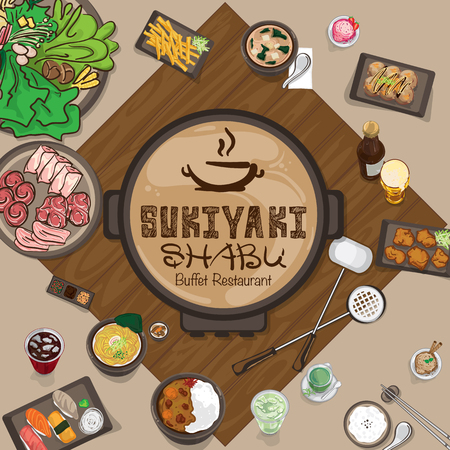 A menu shabu sukiyaki restaurant template design graphic objectsのイラスト素材