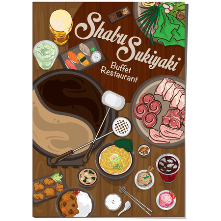 menu shabu sukiyaki restaurant template design graphic objectsのイラスト素材