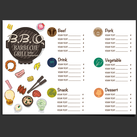 menu barbecue grill restaurant template design graphic objectsのイラスト素材