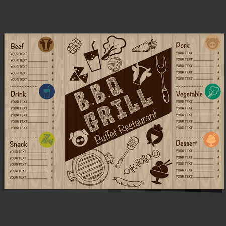 menu barbecue grill restaurant template design graphic objectsのイラスト素材