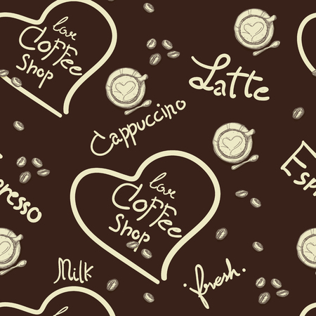 Pattern coffee shop graphic design background objectsのイラスト素材