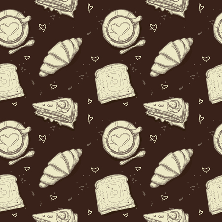 pattern coffee shop graphic design background objectsのイラスト素材