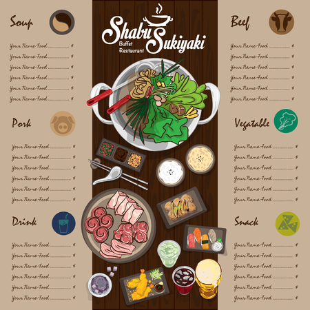 menu shabu sukiyaki restaurant template design graphic objectsのイラスト素材