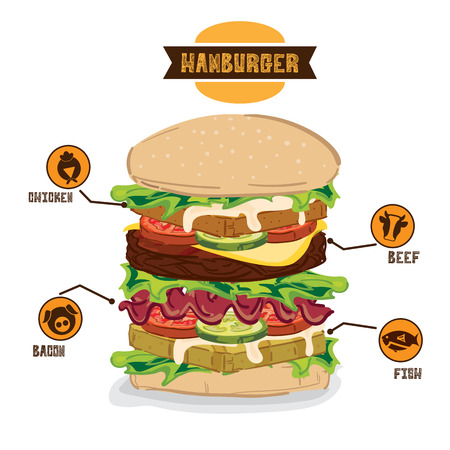 Hamburger drawing graphic objectのイラスト素材
