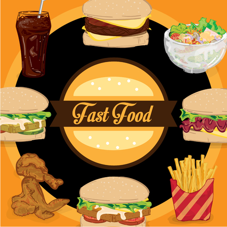 menu fastfood template design graphic setのイラスト素材