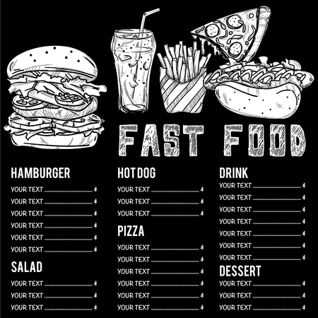 menu fastfood template design graphic setのイラスト素材