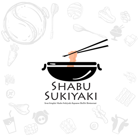 shabu sukiyaki logo icon graphic japanese buffet restaurantのイラスト素材