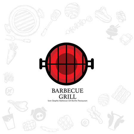barbecue grill logo icon graphic buffet restaurantのイラスト素材