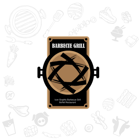 barbecue grill logo icon graphic buffet restaurantのイラスト素材