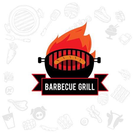 barbecue grill logo icon graphic buffet restaurantのイラスト素材