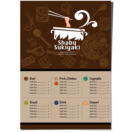 menu shabu sukiyaki restaurant template design graphic objectsのイラスト素材