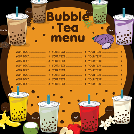 bubble tea menu graphic templateのイラスト素材