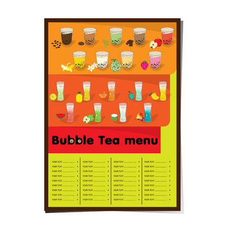 bubble tea menu graphic templateのイラスト素材