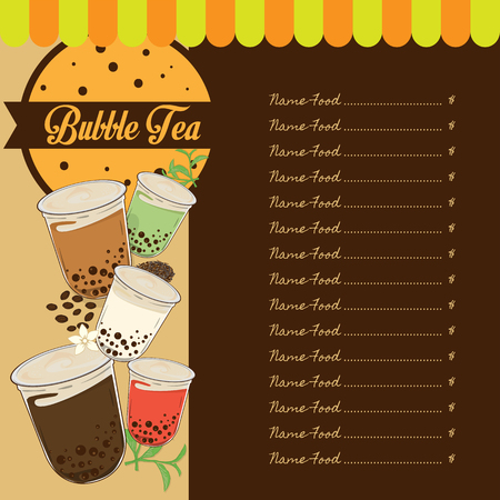 bubble tea menu graphic templateのイラスト素材