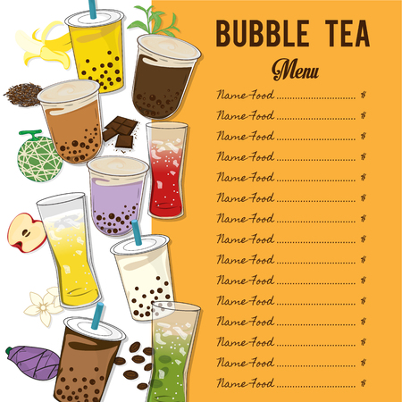 bubble tea menu graphic templateのイラスト素材