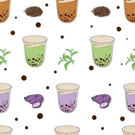 pattern bubble tea graphic cupのイラスト素材