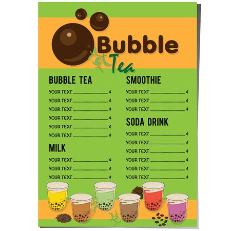 bubble tea menu graphic templateのイラスト素材