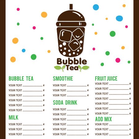 bubble tea menu graphic templateのイラスト素材
