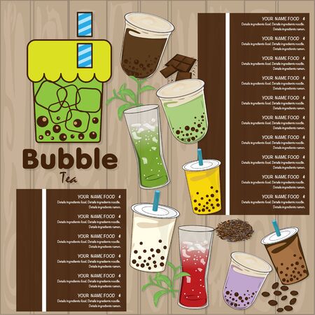 bubble tea menu graphic templateのイラスト素材