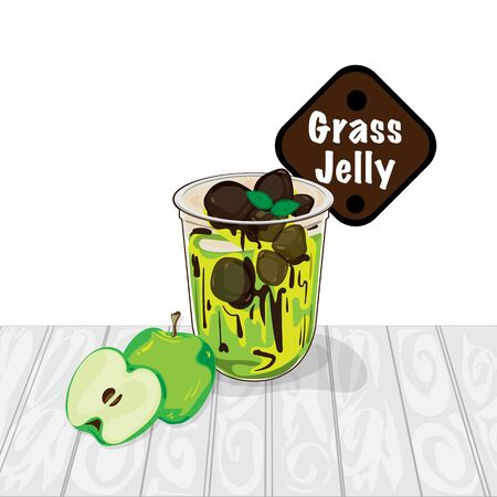 grass jelly graphic cup object food drinkのイラスト素材