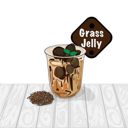grass jelly graphic cup object food drinkのイラスト素材