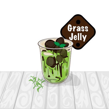 grass jelly graphic cup object food drinkのイラスト素材