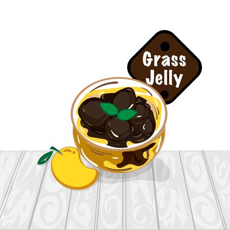 grass jelly graphic cup object food drinkのイラスト素材