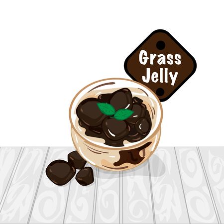 grass jelly graphic cup object food drinkのイラスト素材