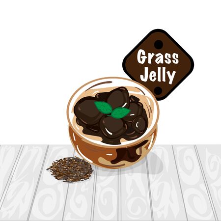 grass jelly graphic cup object food drinkのイラスト素材