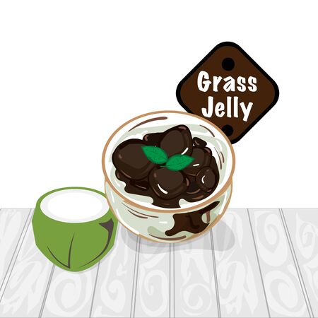 grass jelly graphic cup object food drinkのイラスト素材