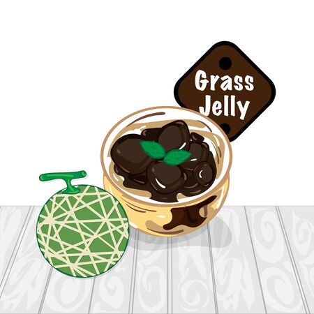 grass jelly graphic cup object food drinkのイラスト素材